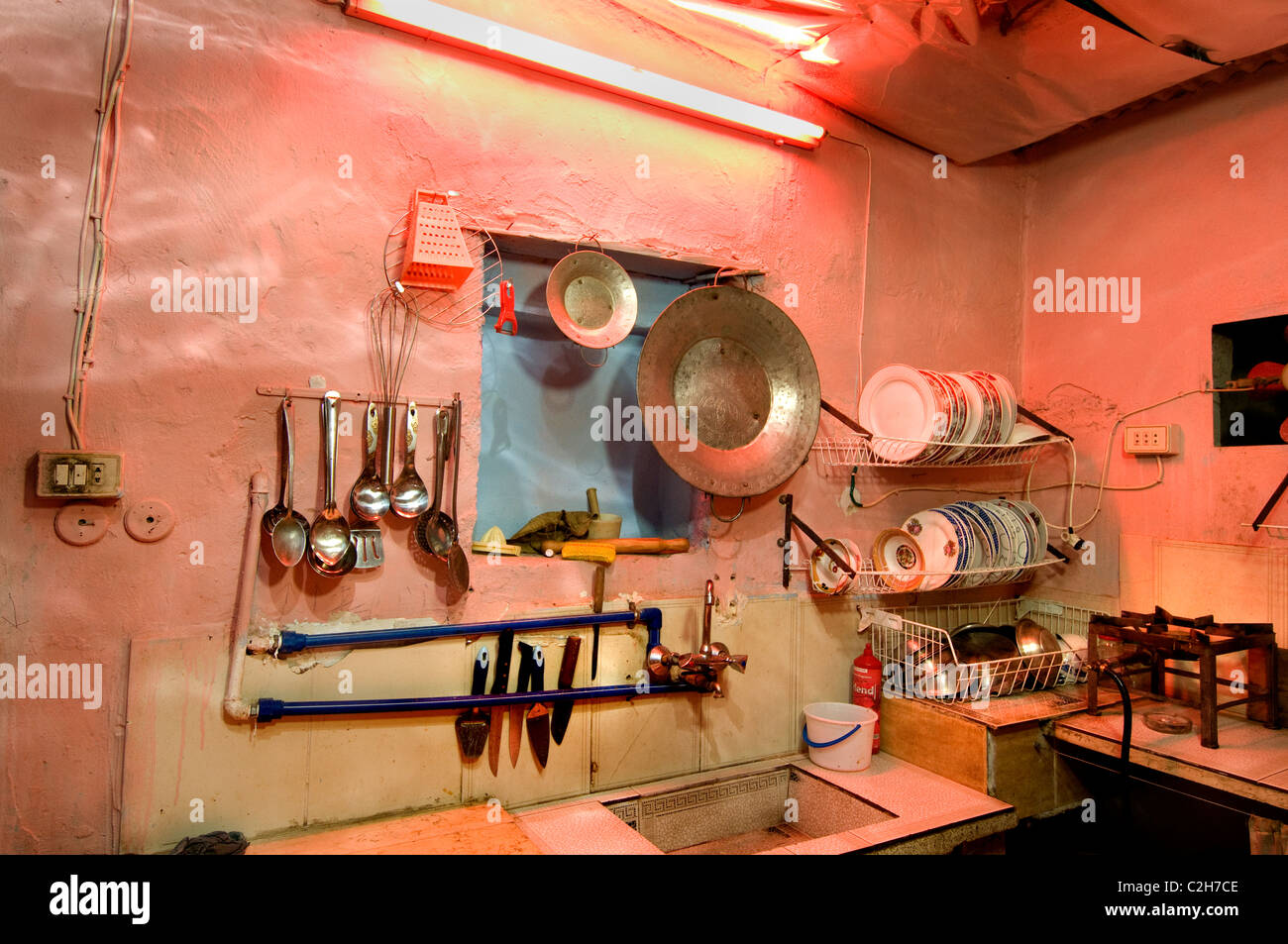 Bagdad cafe on desert road between Damascus Palmyra Syria and Bagdad Iraq Stock Photo