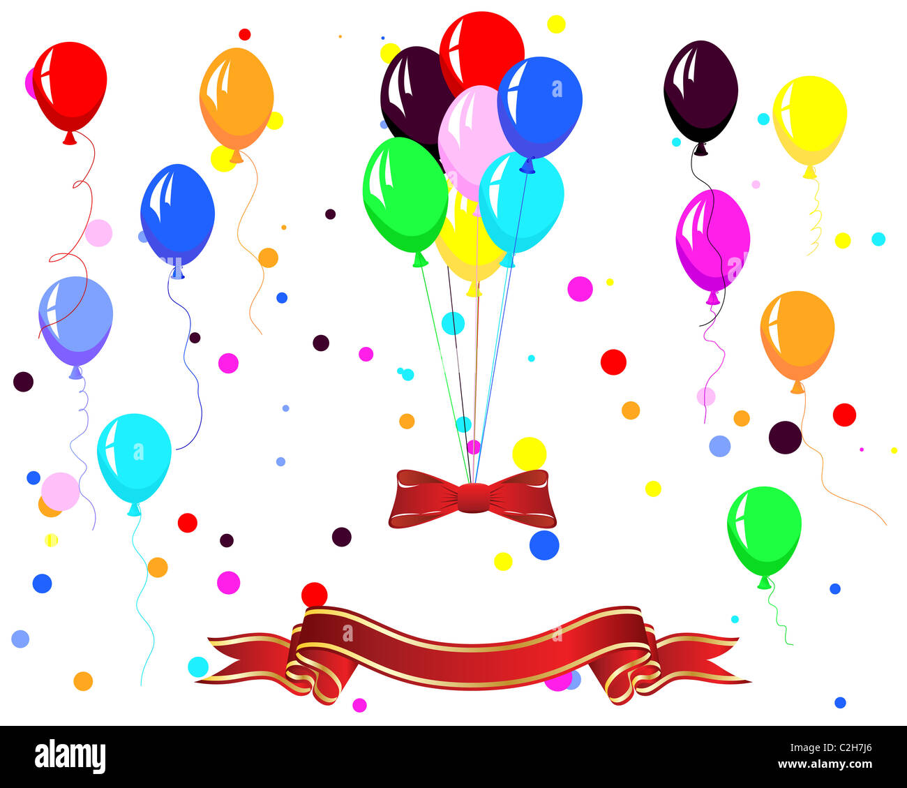 Beautiful balloons in the air. Vector illustration Stock Photo - Alamy