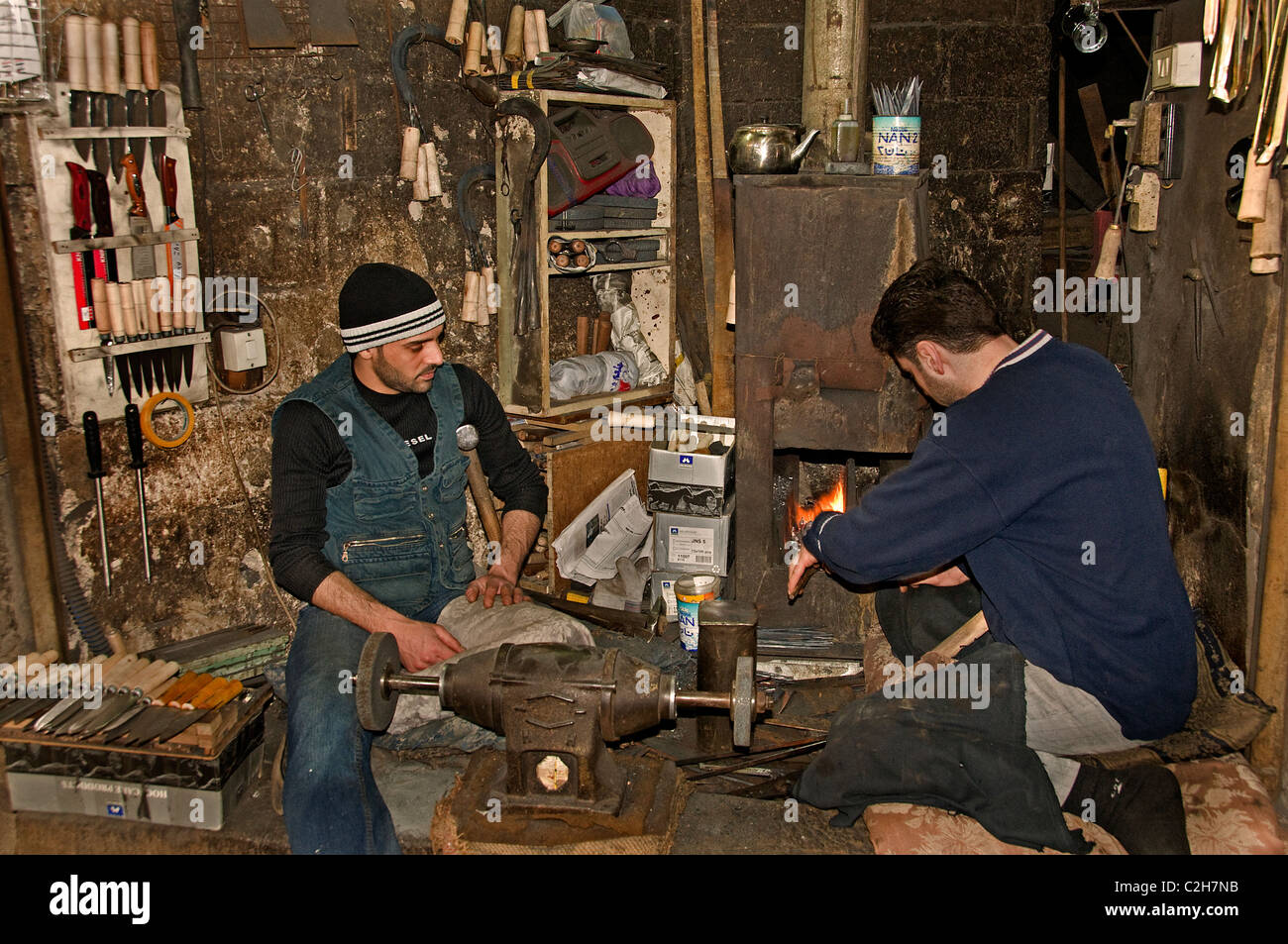 Homs Syria  backsmith smith back  hammer  Bazaar Stock Photo
