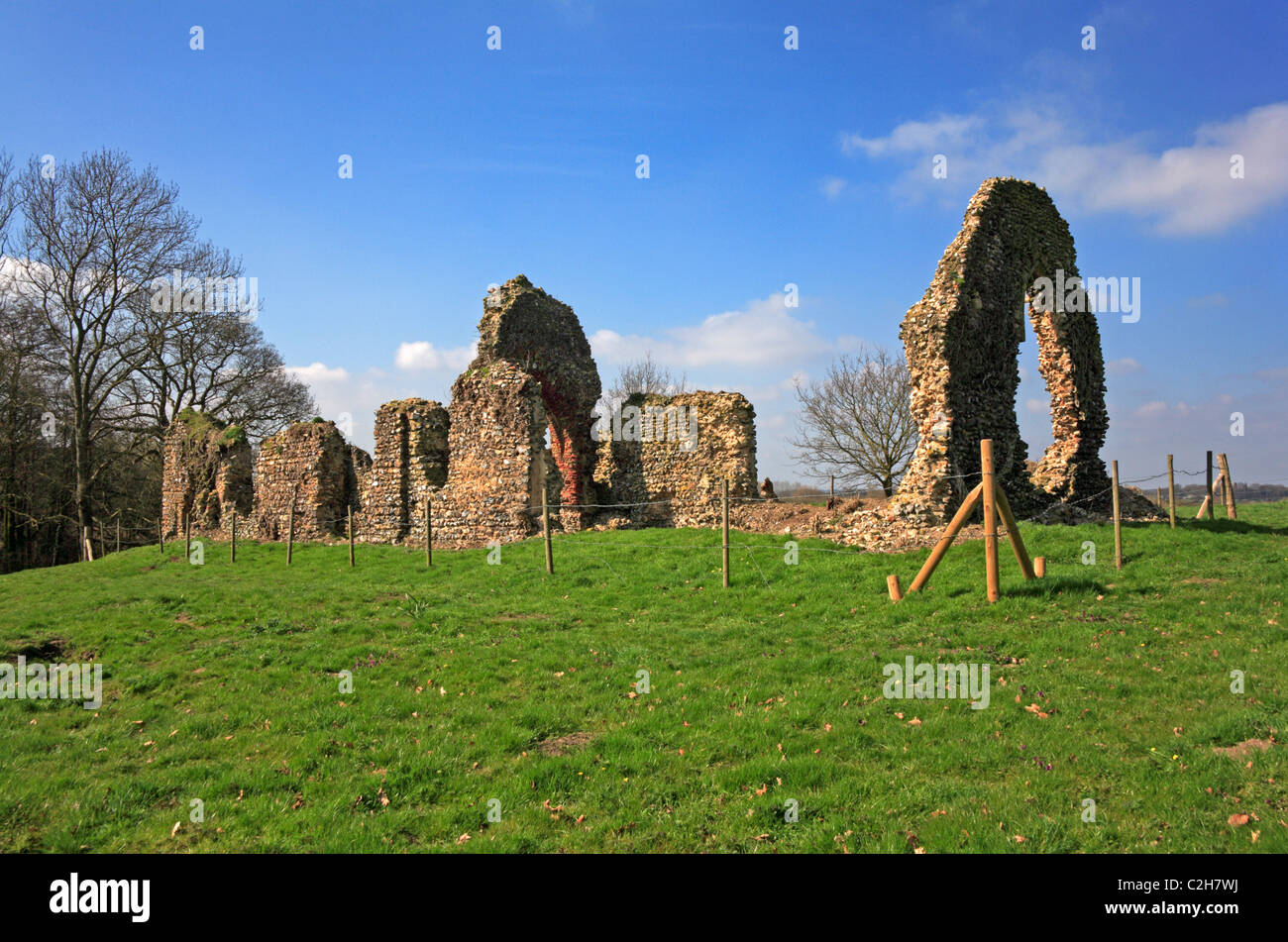 The ruined Church of St Saviour at Surlingham, Norfolk, England, United Kingdom. Stock Photo