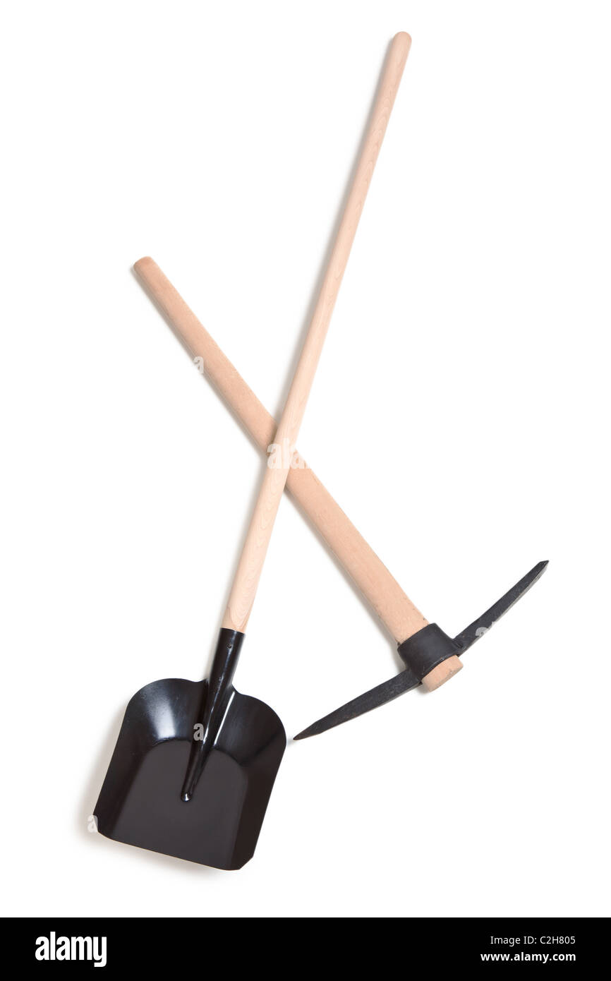 pickaxe and shovel on white background Stock Photo Alamy