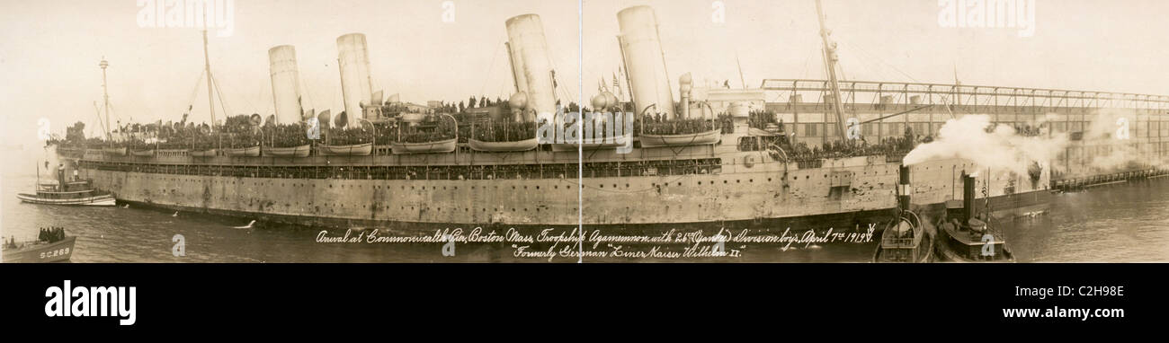 Arrival at Commonwealth Pier, Boston, Mass. Stock Photo
