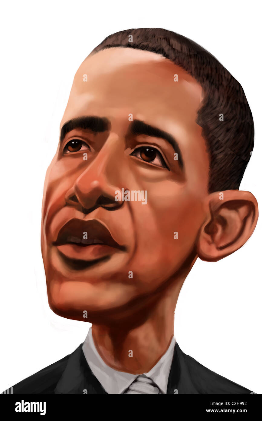 USA president barack obama caricature made in digital media Stock Photo