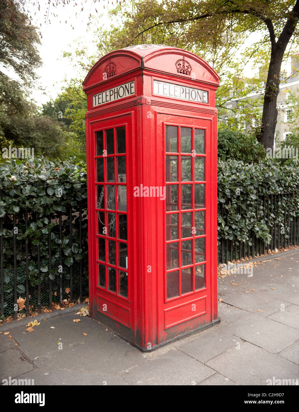 The Red Telephone Box is an internationally recognised symbol of London and England. They were introduced in 1920. Stock Photo