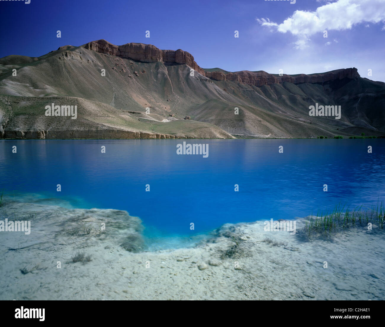 Band-e Amir (Persian meaning Dam of the Amir) refers to five lakes high in the Hindu Kush Mountains near the famous Buddhas of Stock Photo
