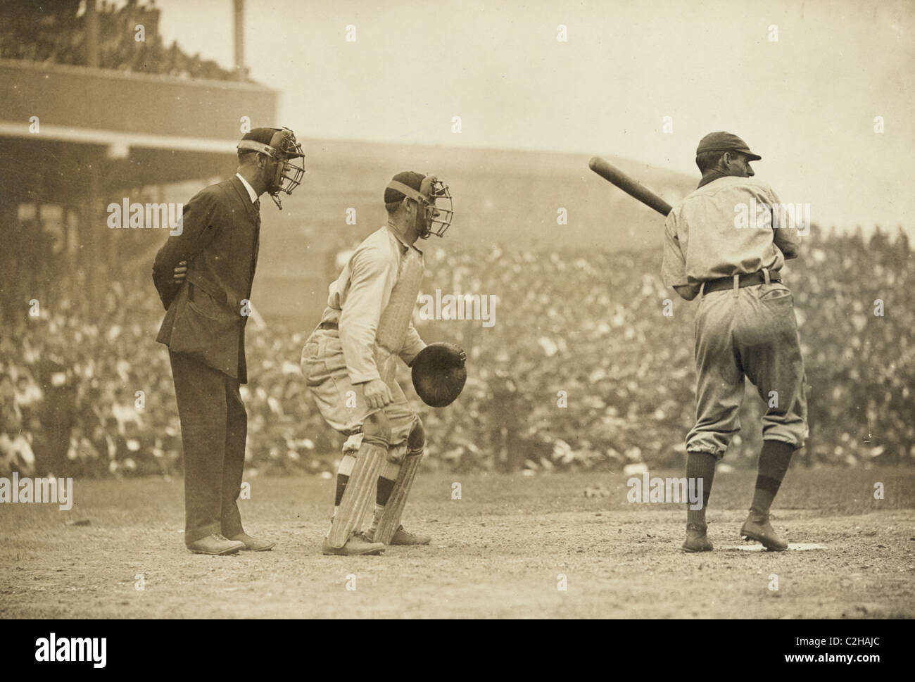 Roger Bresnahan, catching for the New York Giants -Pirates at bat Stock Photo