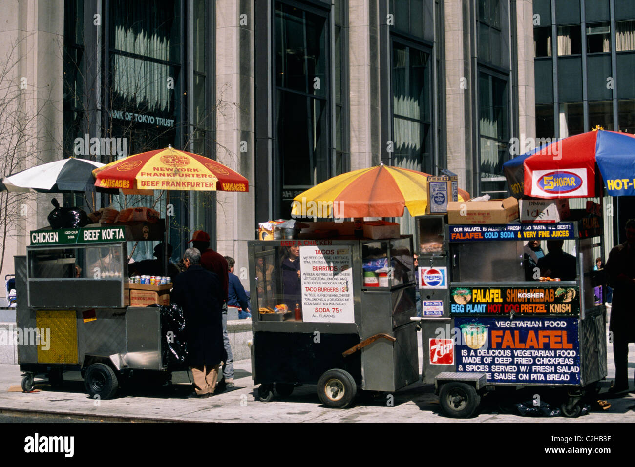 New York New York State USA street life food carts Stock Photo - Alamy