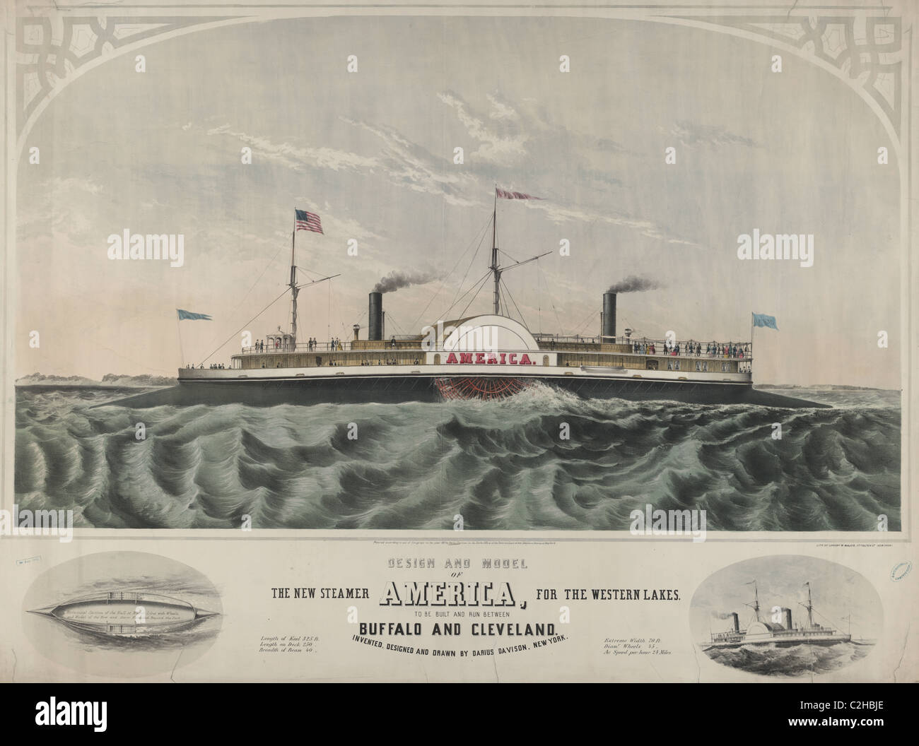 Design and model of the new steamer America, for the western lakes Stock Photo Alamy