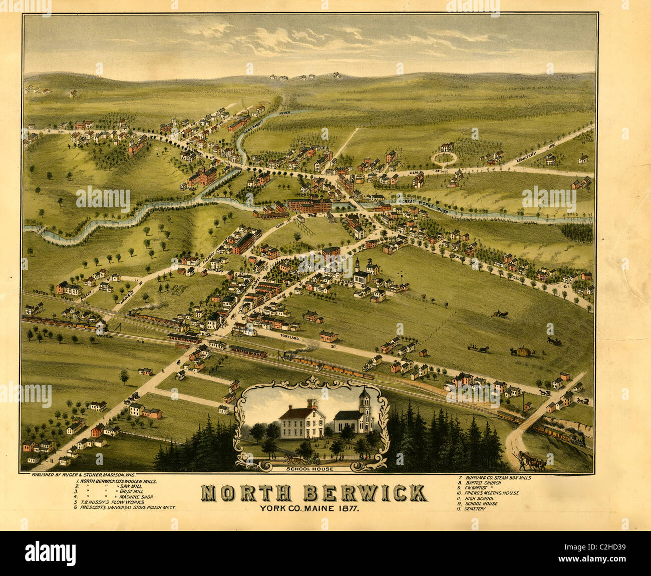 North Berwick, Maine 1877 Stock Photo Alamy