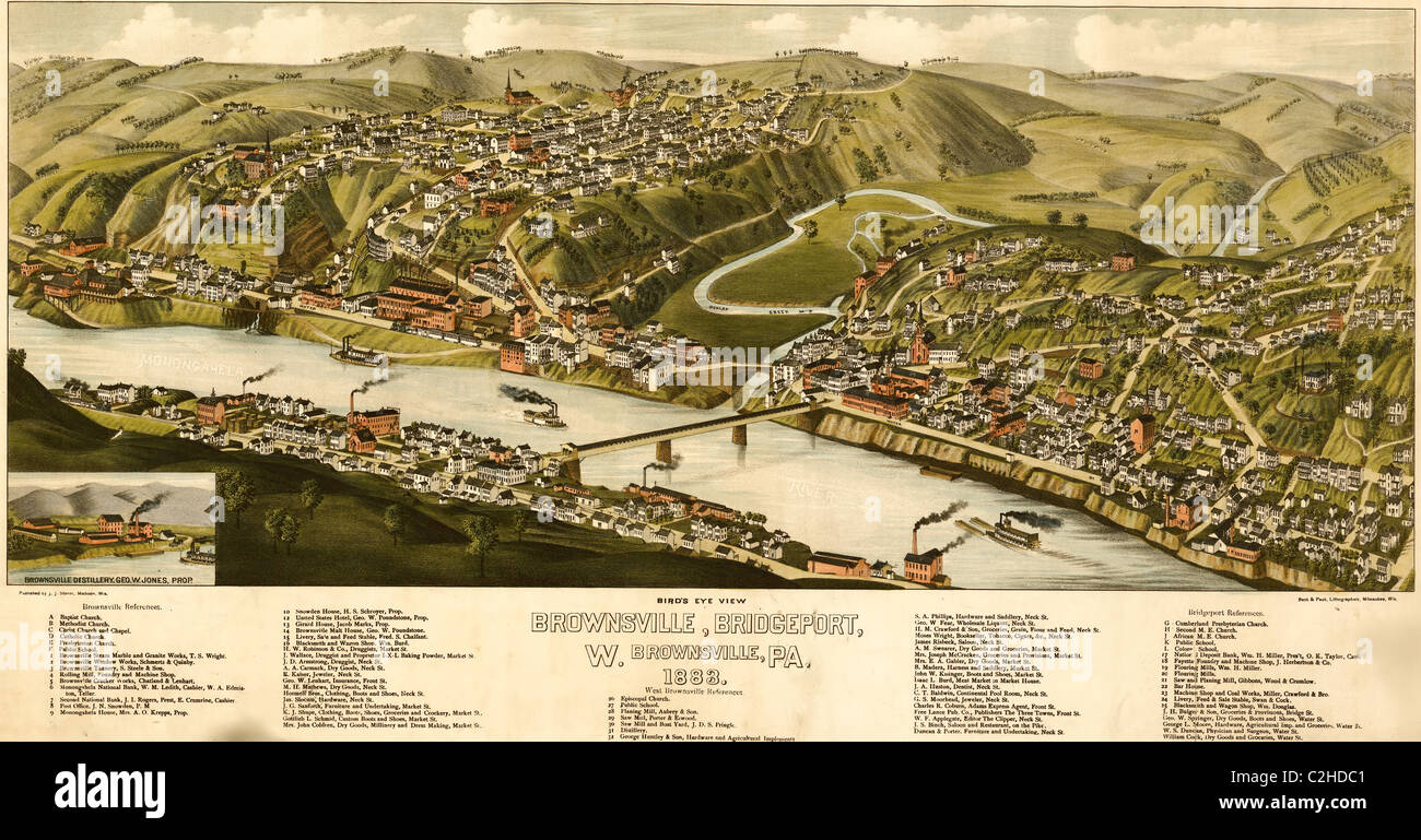 Bridgeport, Pennsylvania 1883 AKA Brownsville Stock Photo Alamy