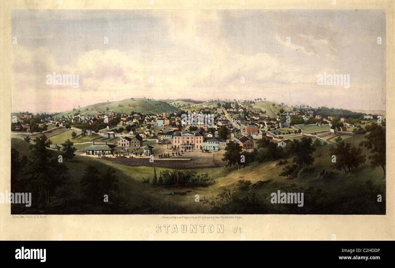 Staunton, Virginia 1857 Stock Photo