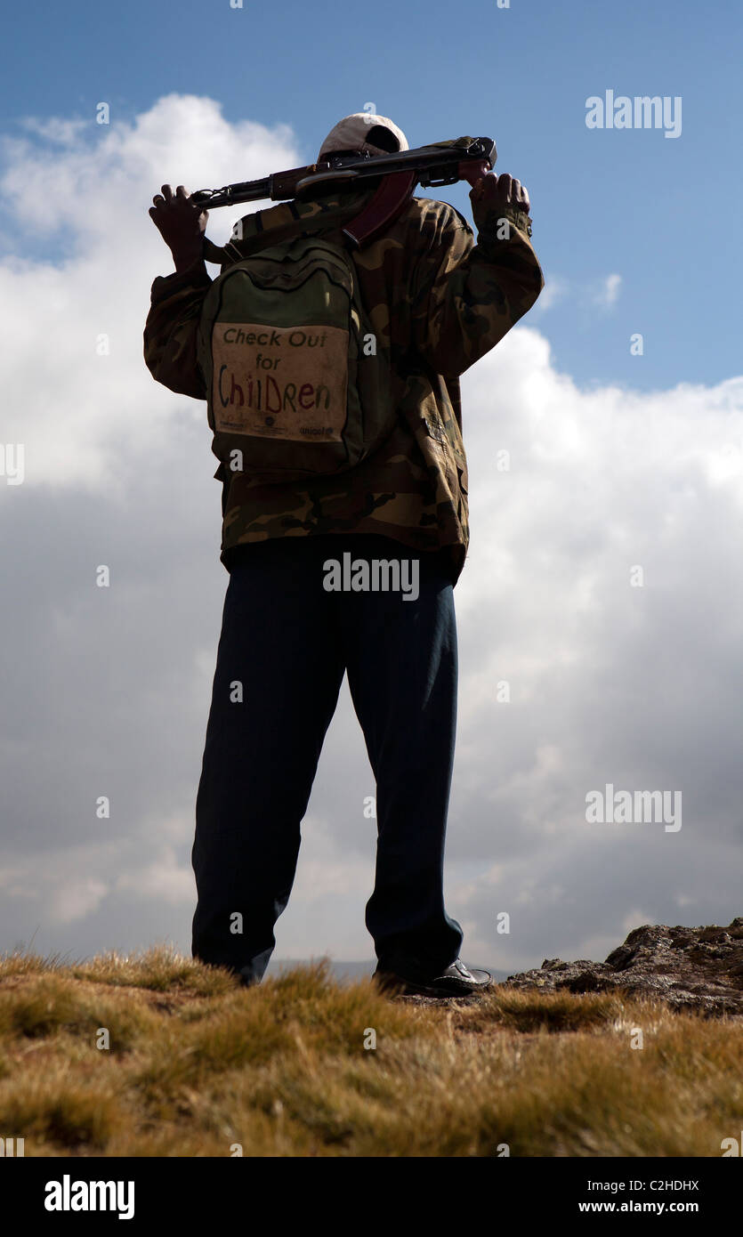 Hiking scout in the Simien Mountains Stock Photo