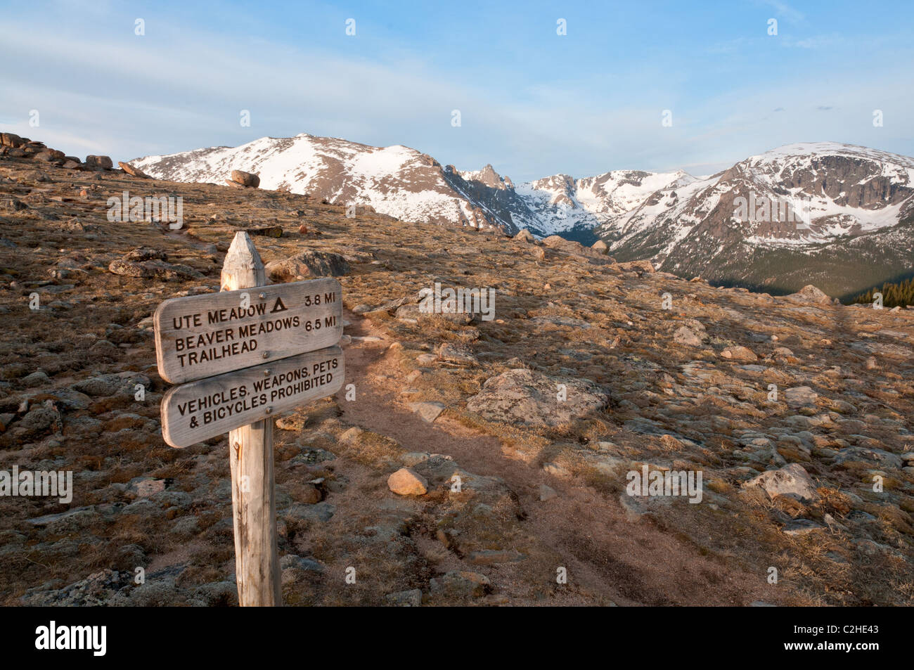 Colorado, Rocky Mountain National Park, Trail Ridge Road, spring season, Ute Trail near Forest Canyon Overlook Stock Photo