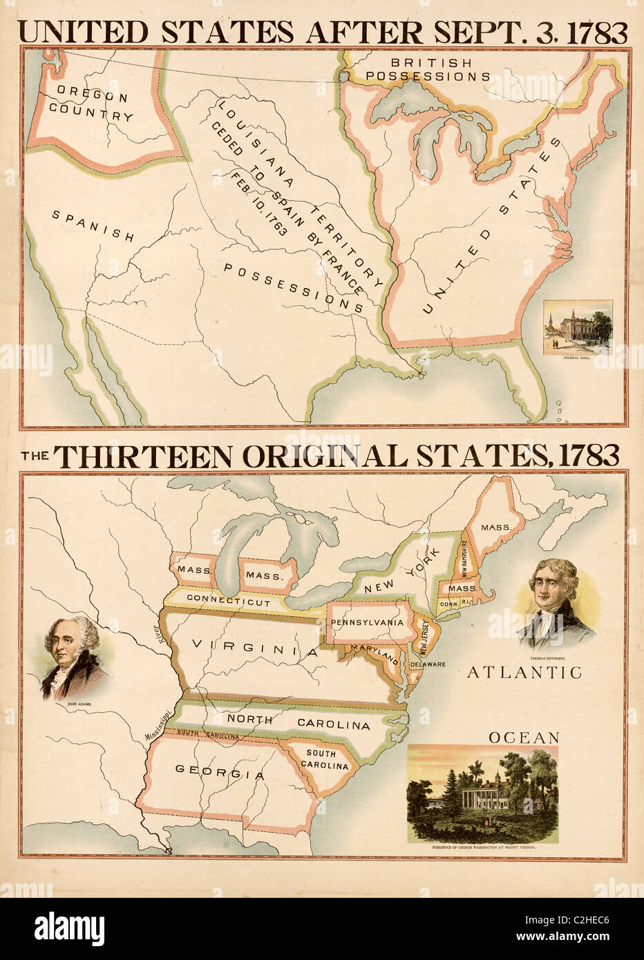 The original Colonies 1783 Stock Photo