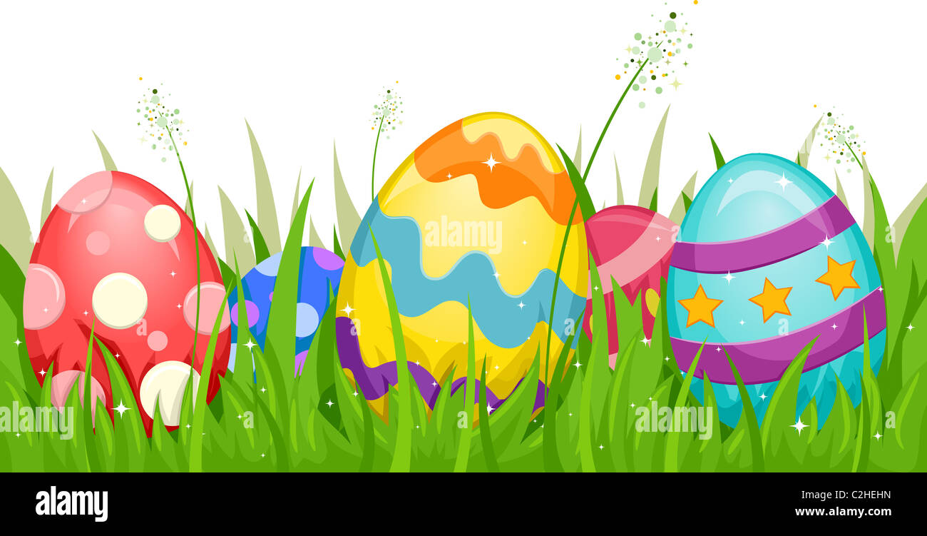 Illustration of Easter Eggs Hidden in the Grass Stock Photo Alamy