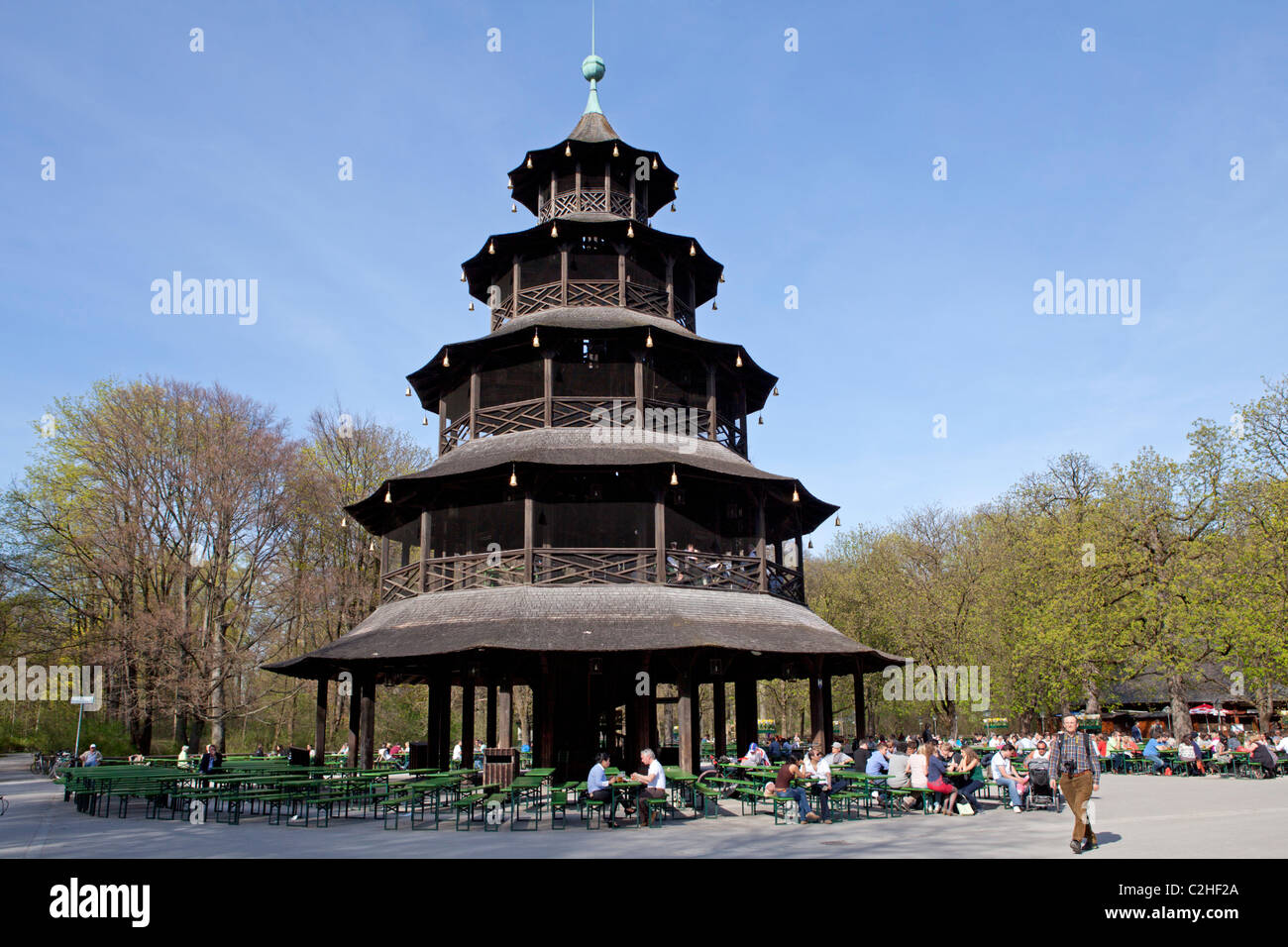 Chinese Tower, English Garden, Munich, Bavaria, Germany Stock Photo