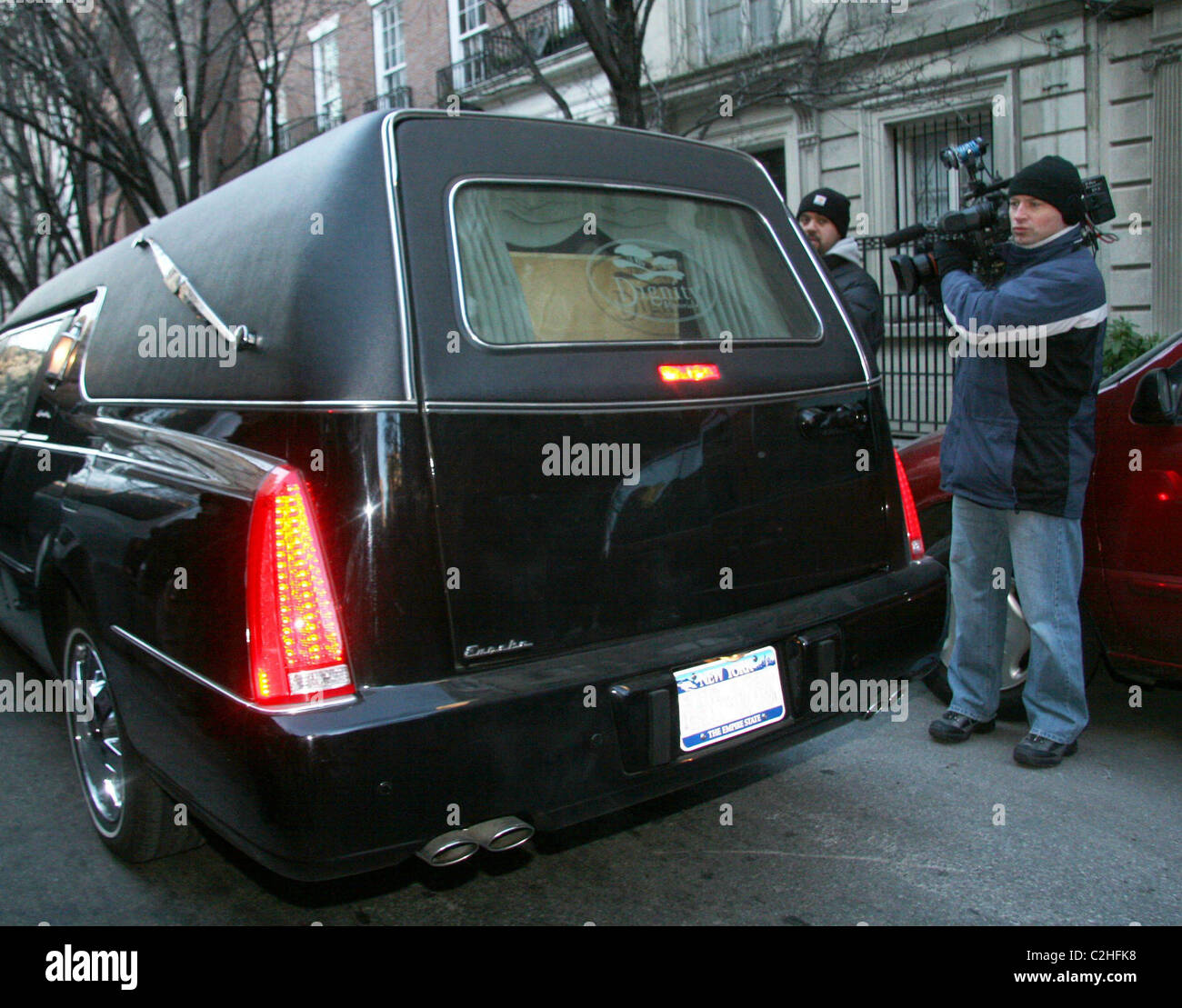 The casket of actor Heath Ledger is taken out of The Frank Campbell