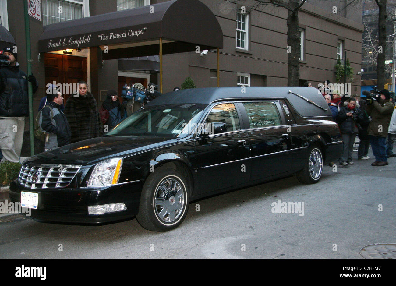The casket of actor Heath Ledger is taken out of The Frank Campbell