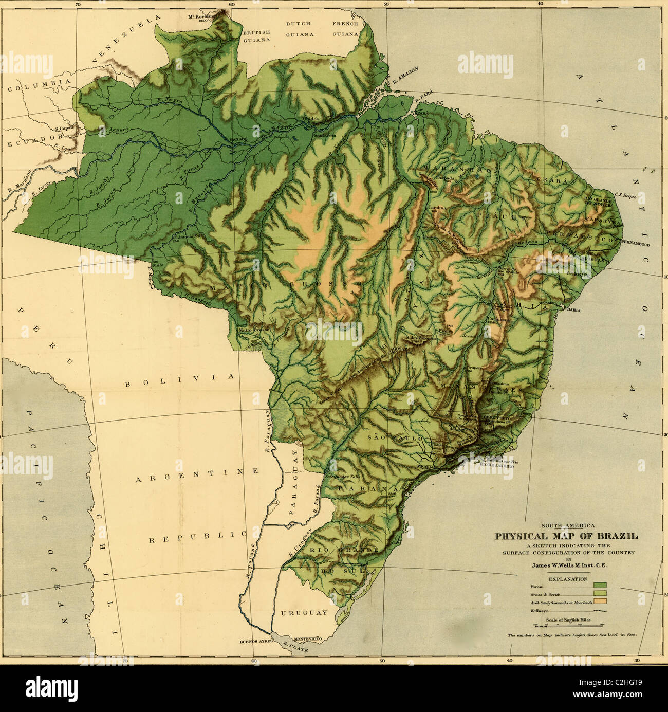 Rivers map south america hi-res stock photography and images - Alamy