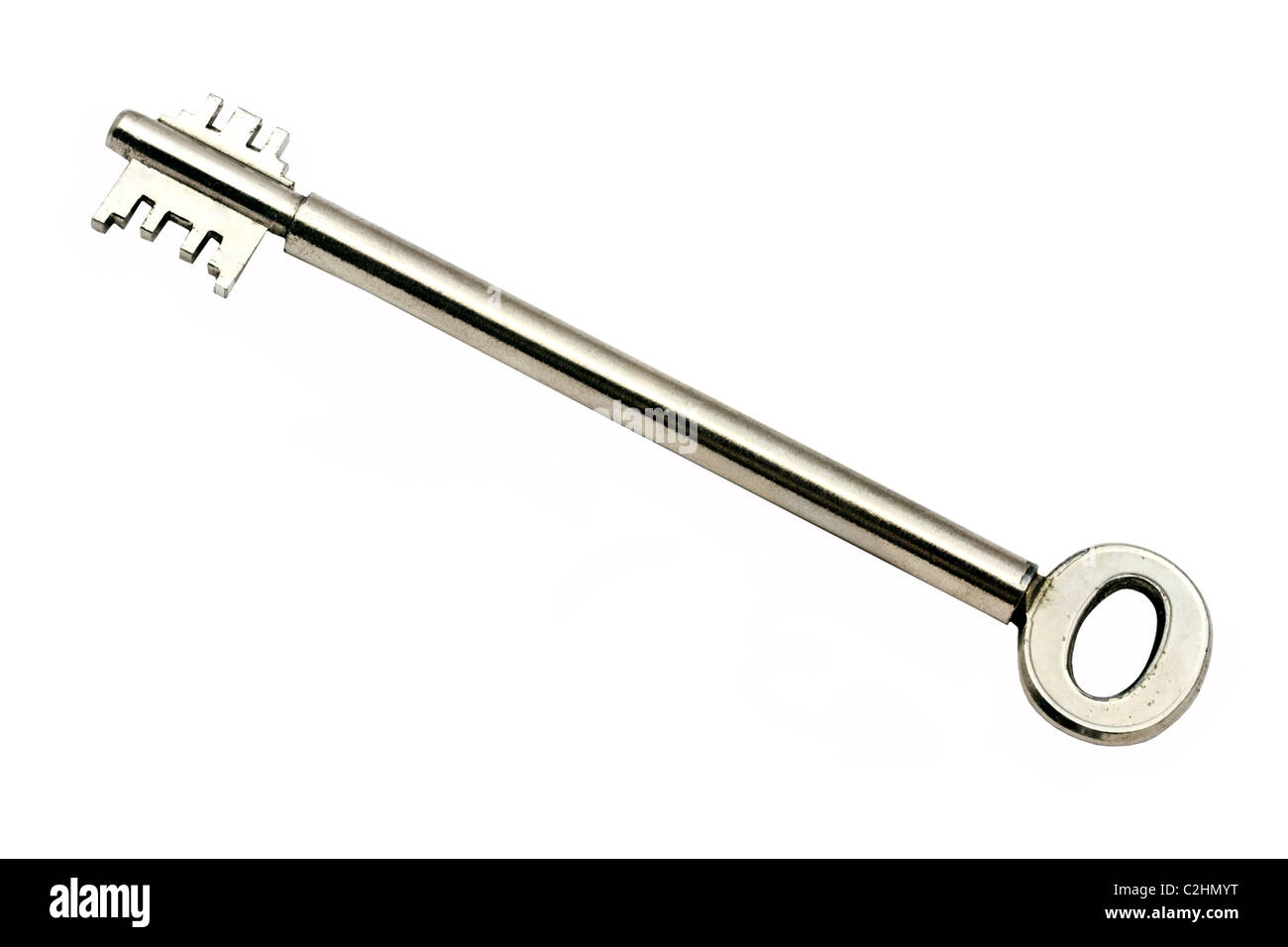 Old key isolated on white background Stock Photo - Alamy