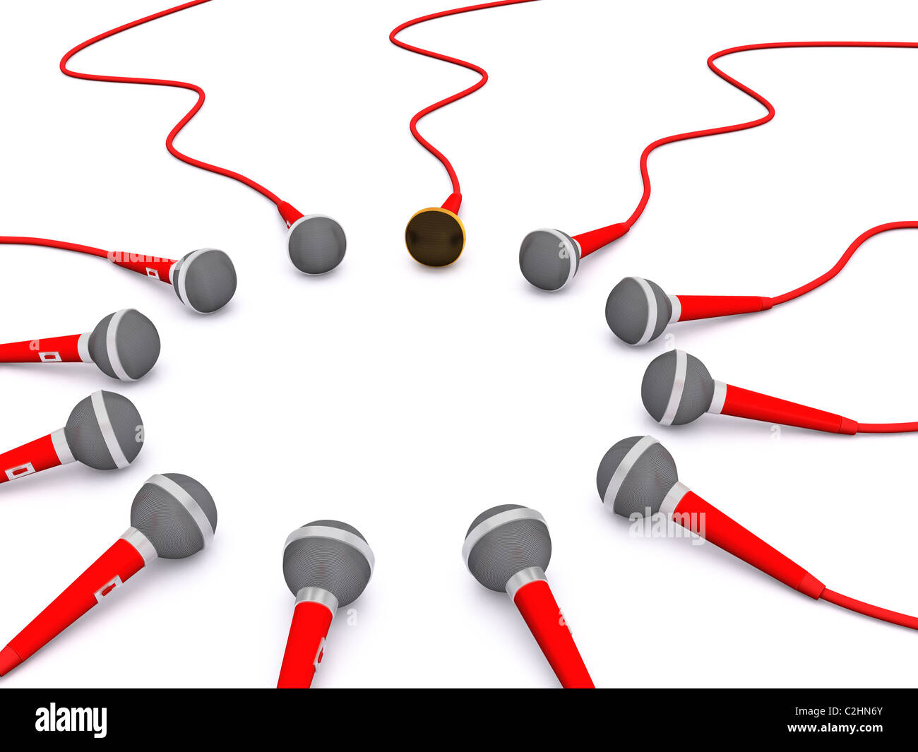 around microphone group. 3D Stock Photo