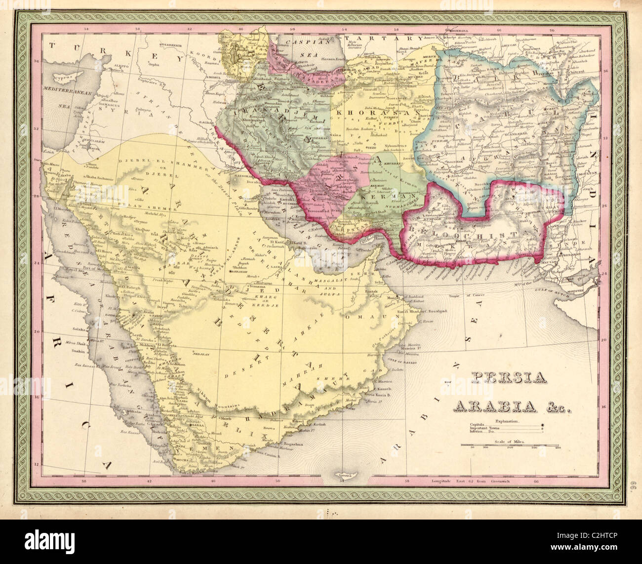 Persia & Arabia - 1849 Stock Photo