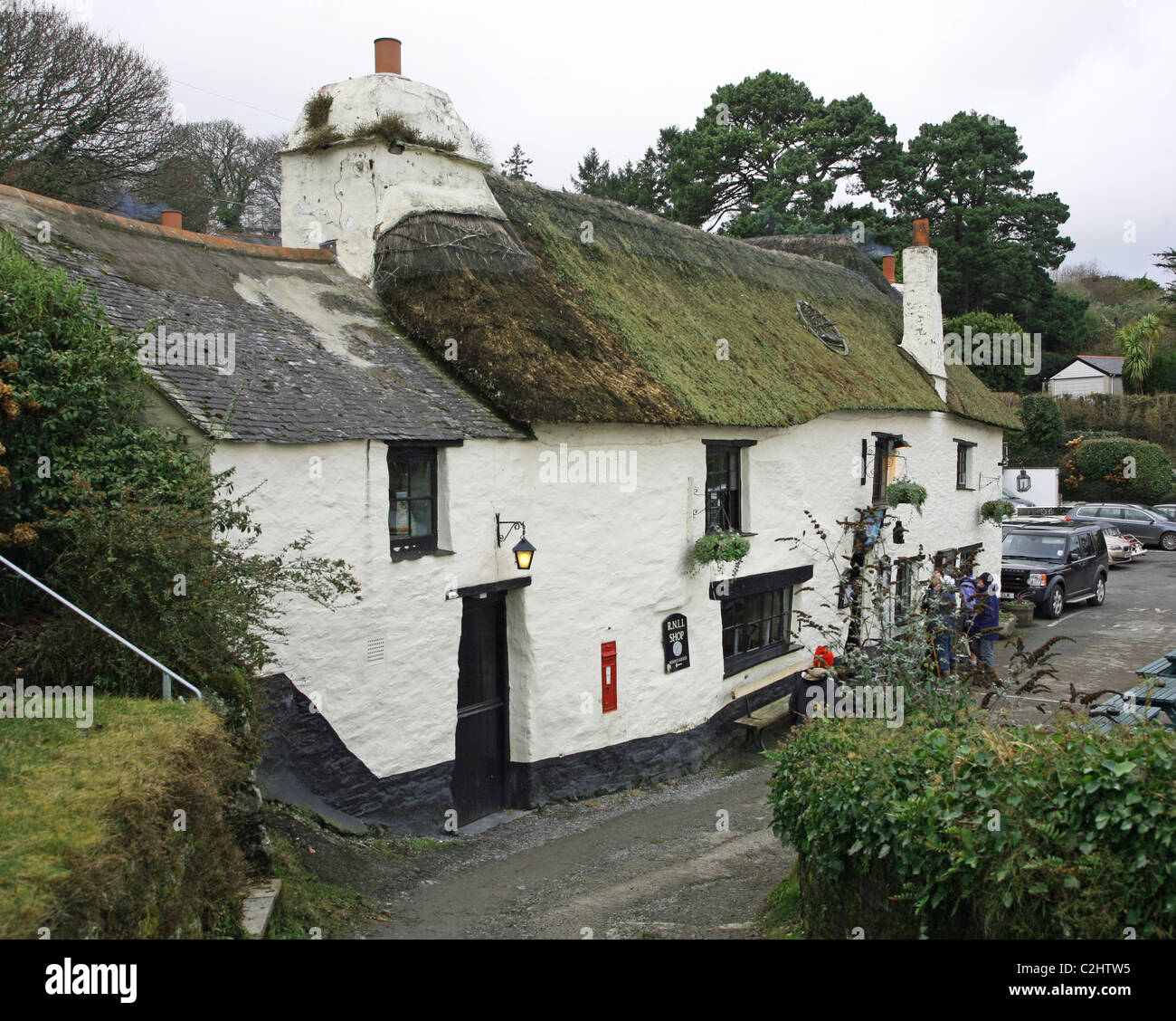 The 13th century Pandora Inn at Restronguet Creek, Cornwall, West Country, England, UK Stock Photo