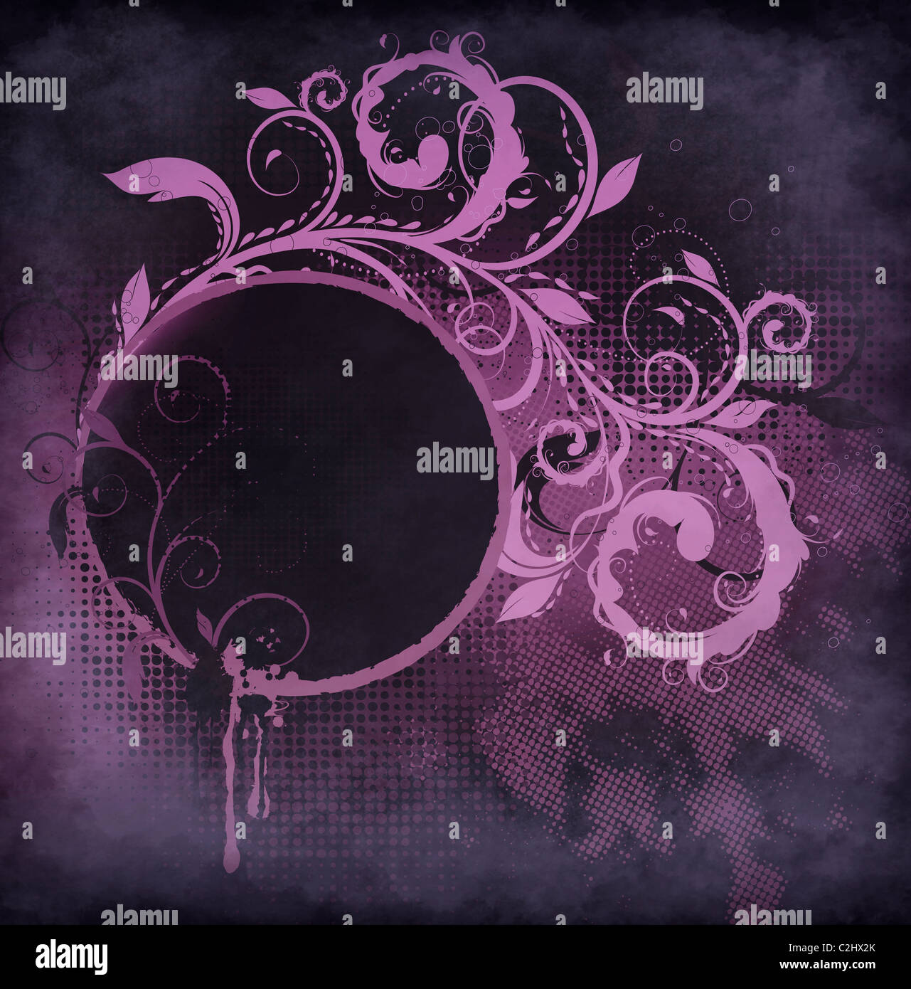 Grunge background with decorative floral design Stock Photo - Alamy