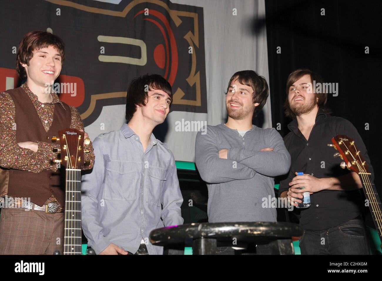 Ryan Ross, Brendon Urie, Jon Walker and Spencer Smith Panic at the Disco  performs at Studio 540 at the American Honda Motor Stock Photo - Alamy