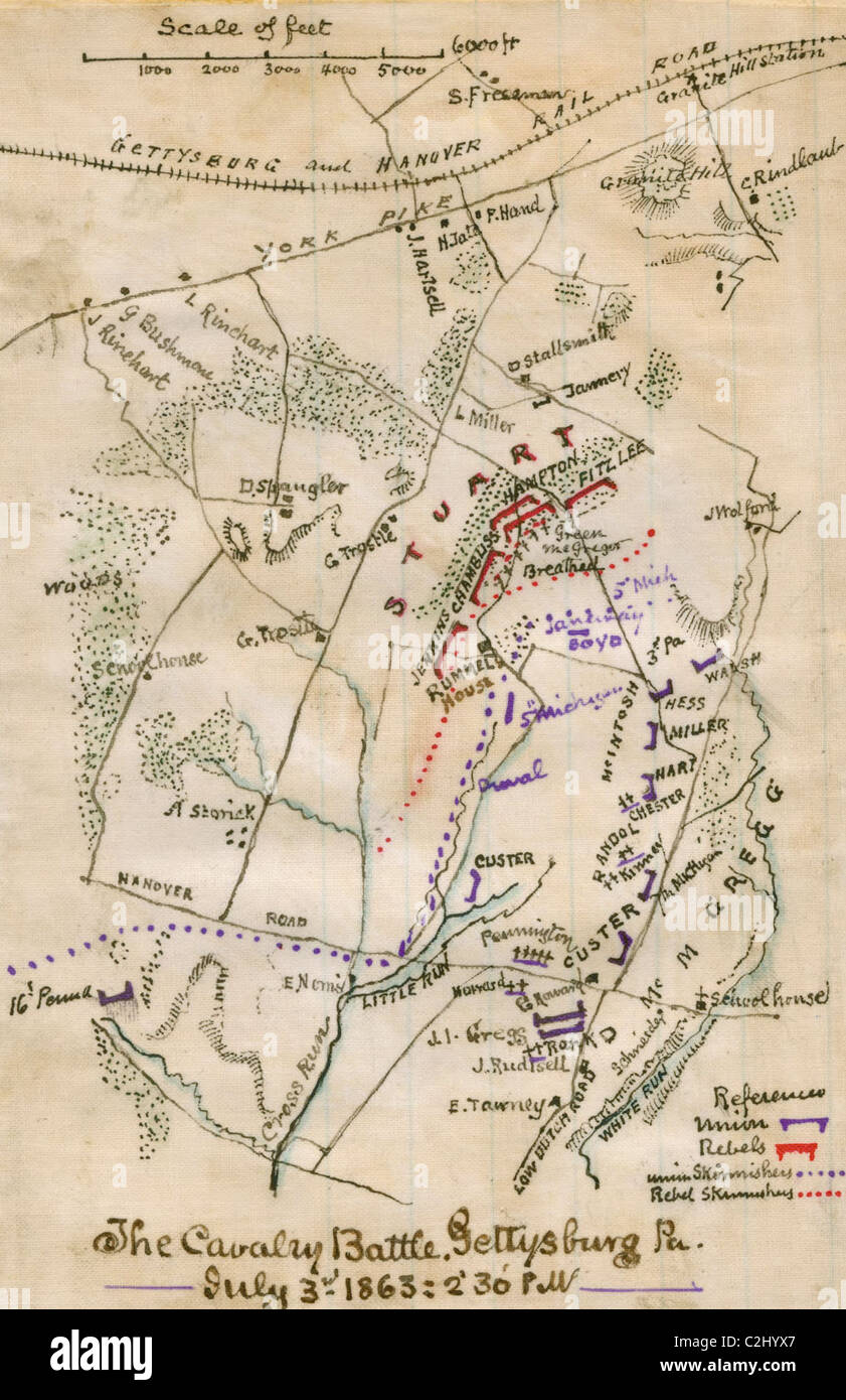 Cavalry battle, Gettysburg, Pa. : July 3rd 1863, 2:30 P.M Stock Photo