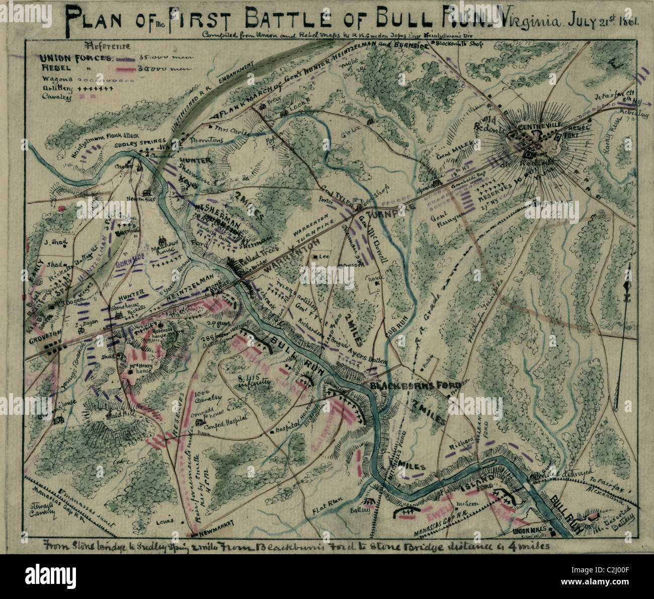 First Battle of Bull Run, Virginia. July 21st 1861 Stock Photo