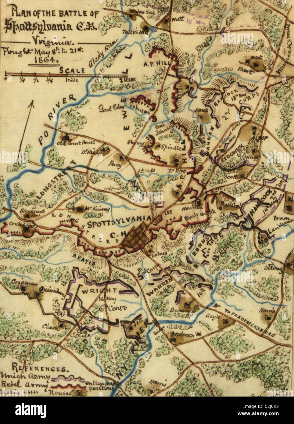 Battle of Spotsylvania C.H., Virginia : fought May 8th to 21st 1864. Stock Photo