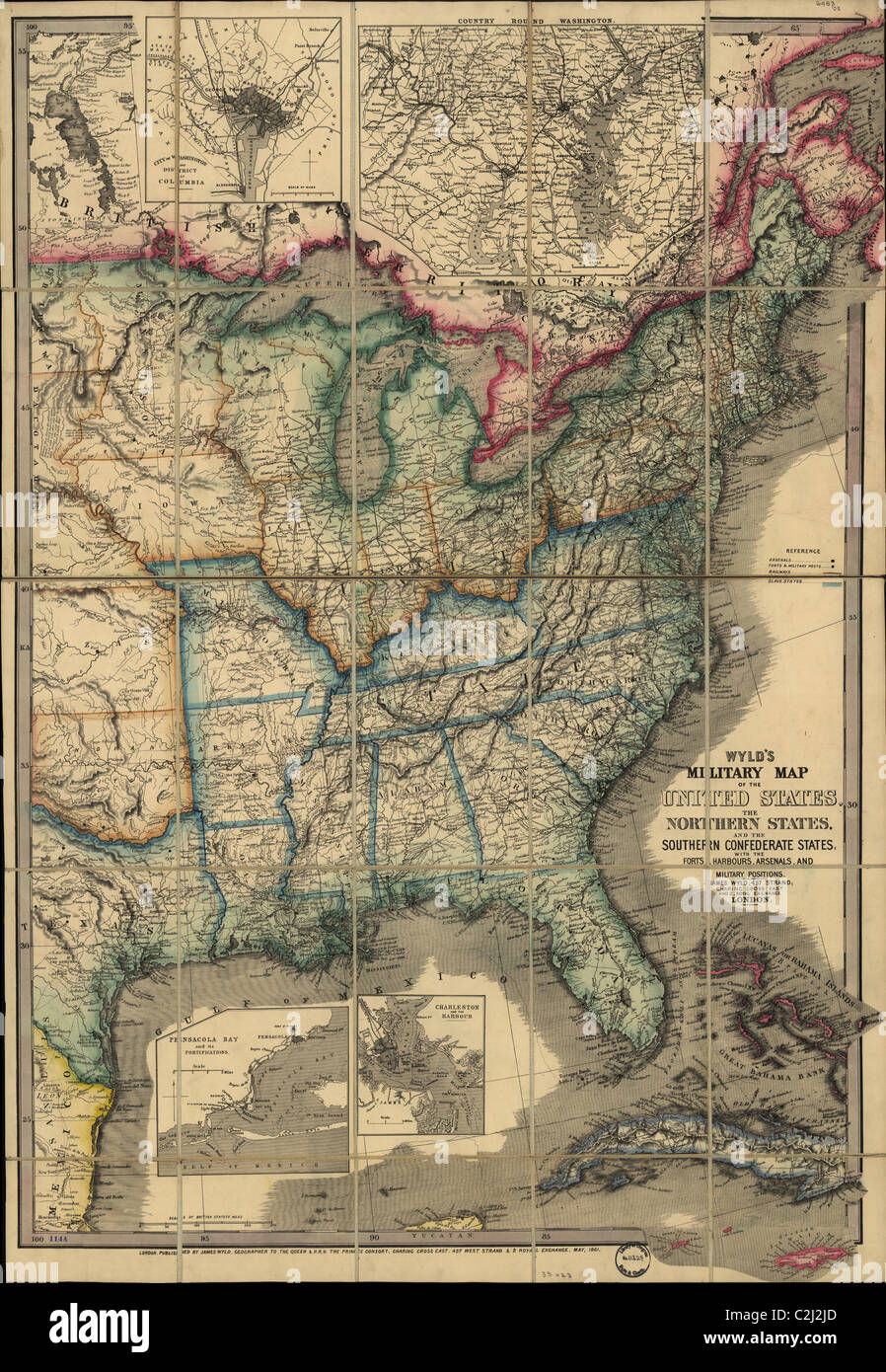 Military Map Of The United States 1861 Stock Photo Alamy