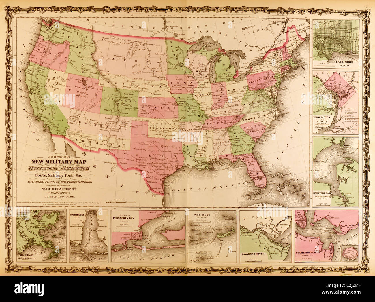 Military map hi res stock photography - Military Map Of The United States 1863 C2J2MF