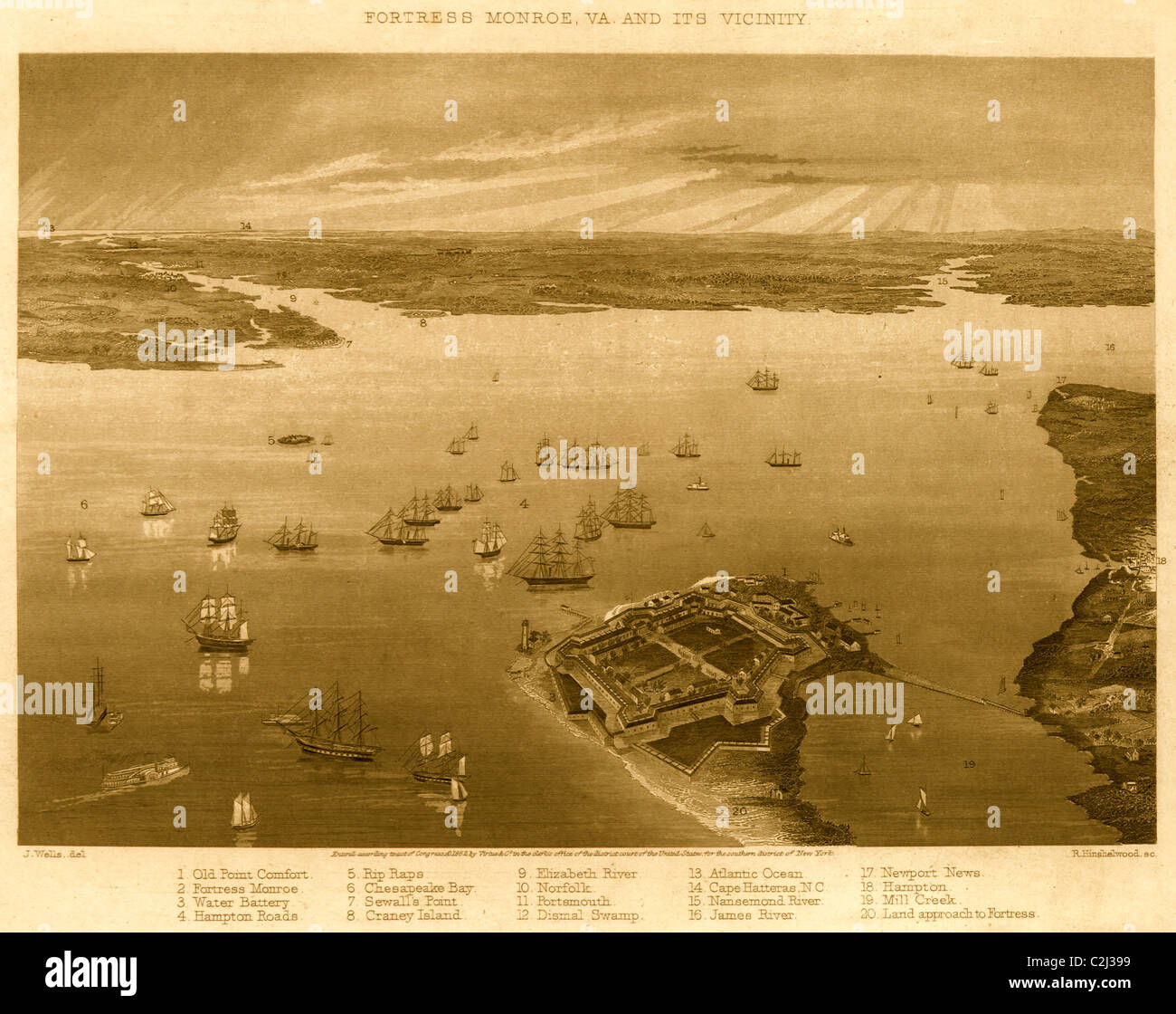 Fortress Monroe, Va. and its vicinity 1862 Stock Photo Alamy