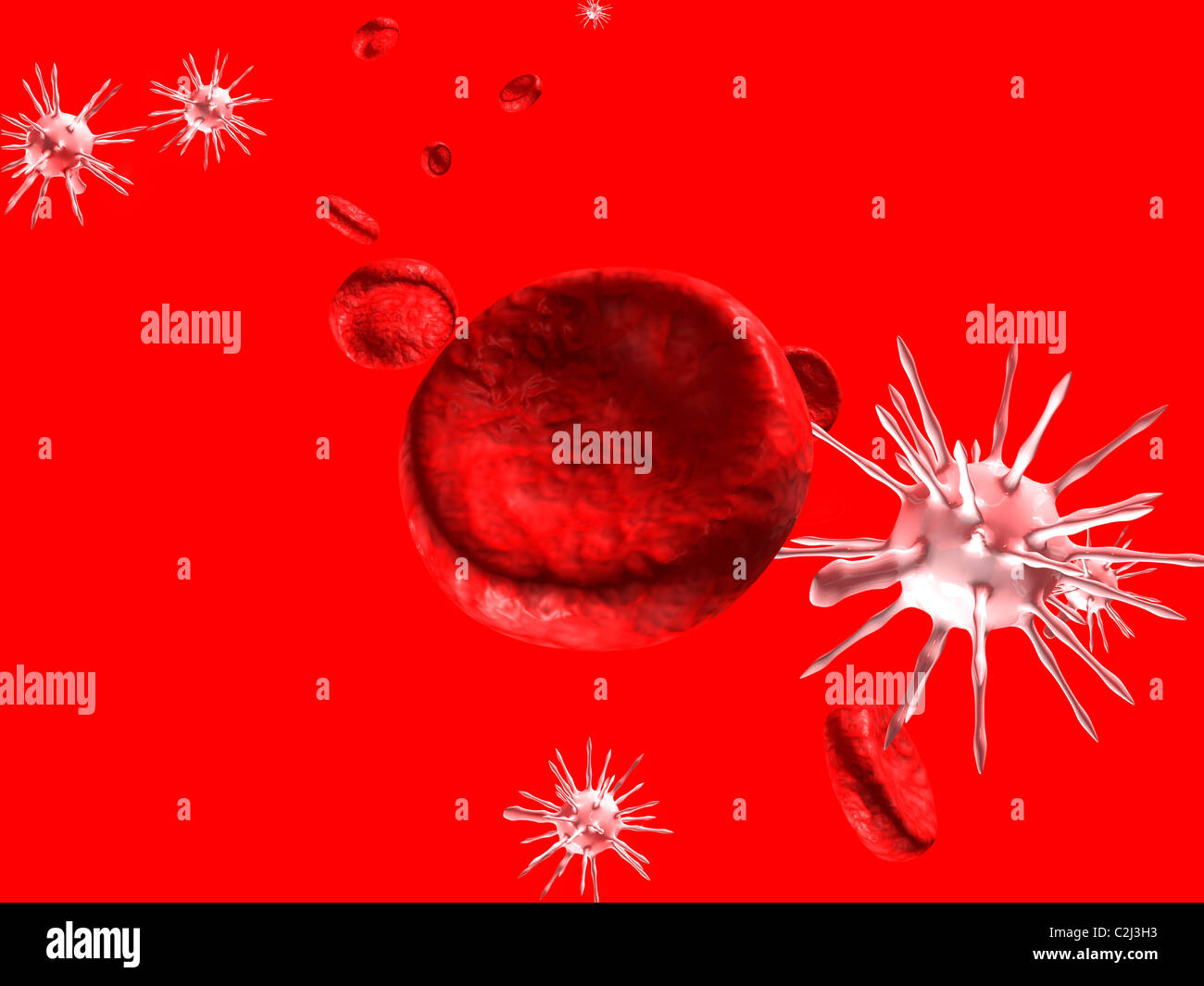 virus in human blood. 3d Stock Photo