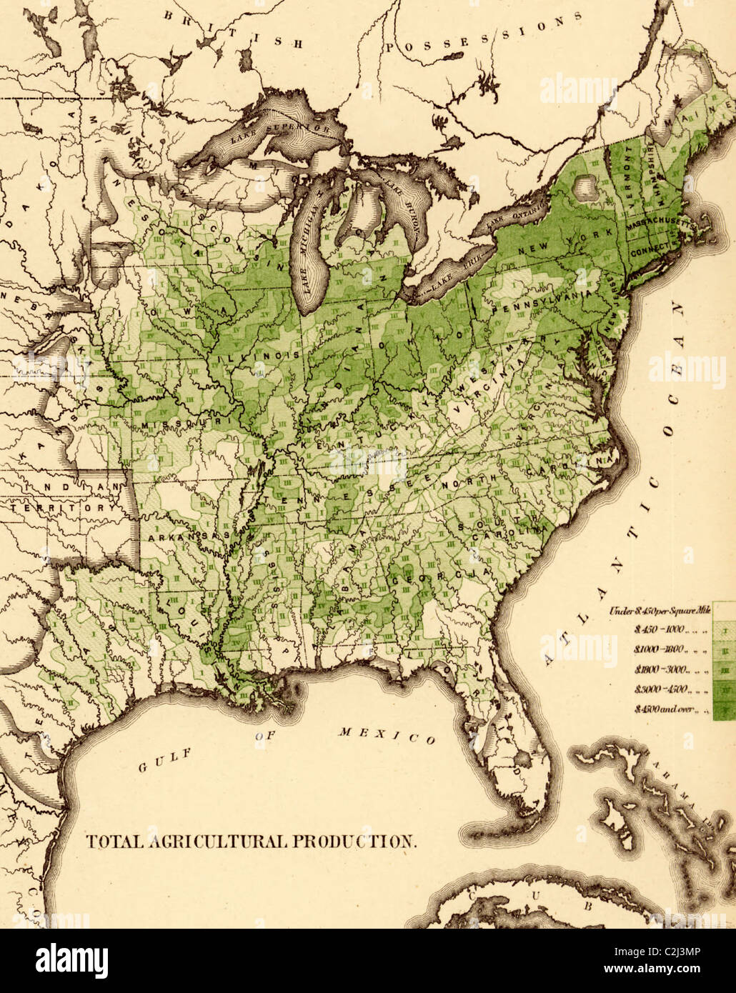 Agricultural maps hi res stock - Agricultural Production 1870 C2J3MP