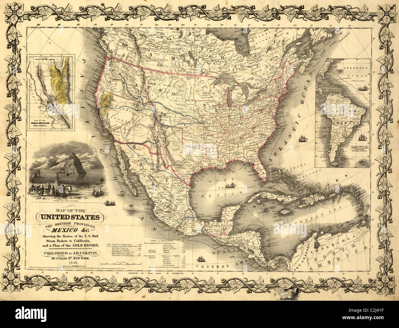 Map of the United States British - Map Of The United States British Provinces Mexico 1849 C2J41F 