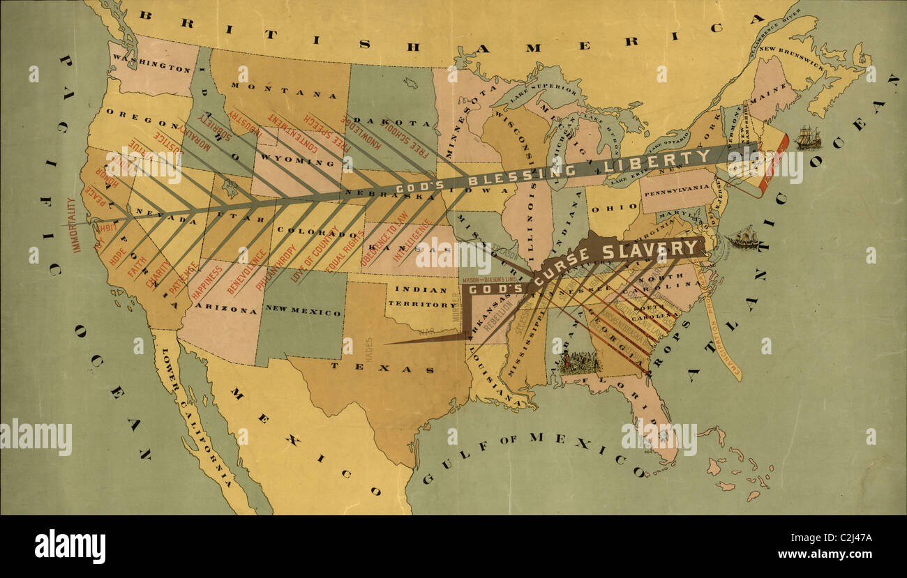 Abolitionist Map of the United States - 1888 Stock Photo