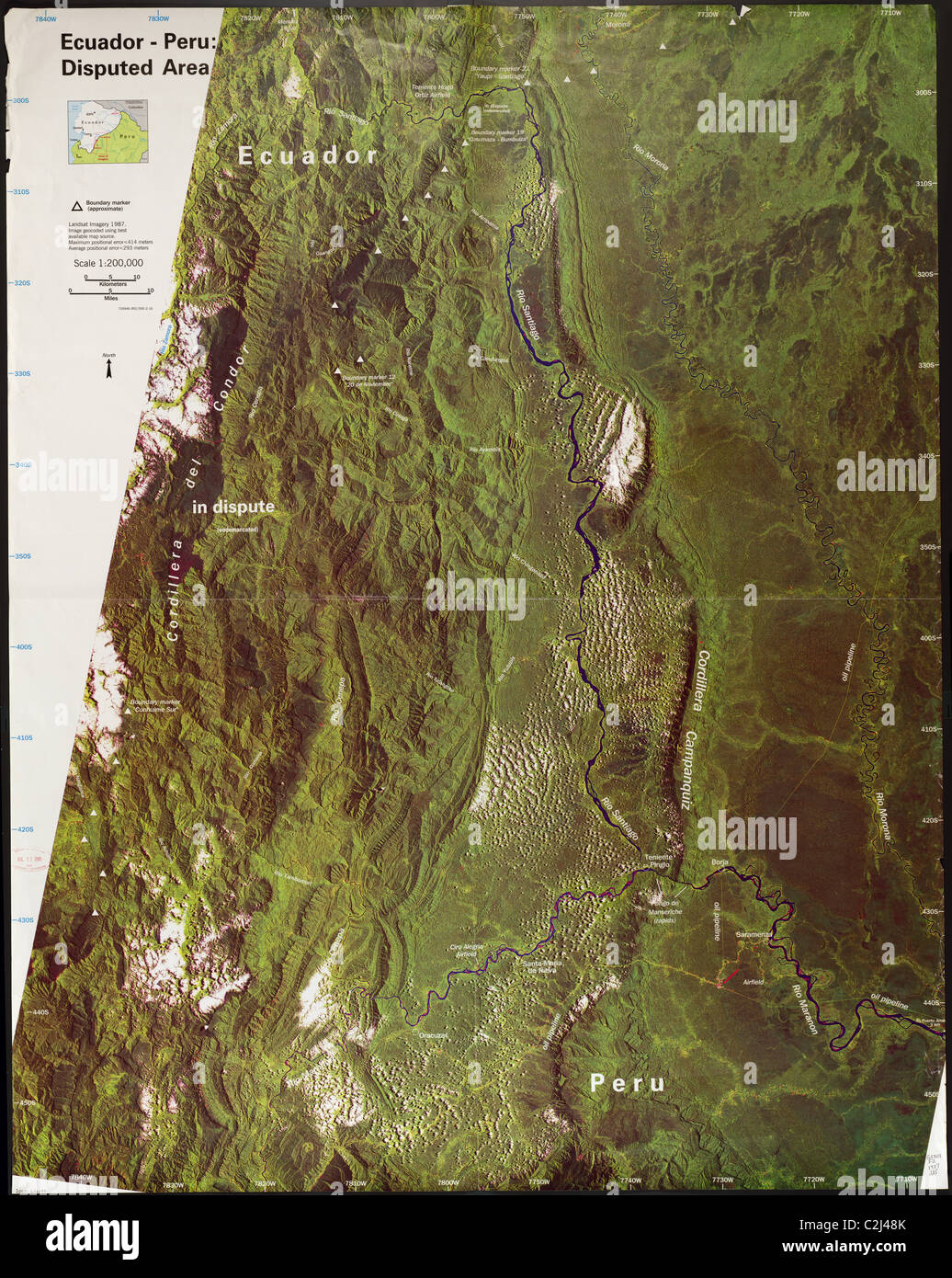 Landsat Photo of Ecuador & Peru - 1987 Stock Photo