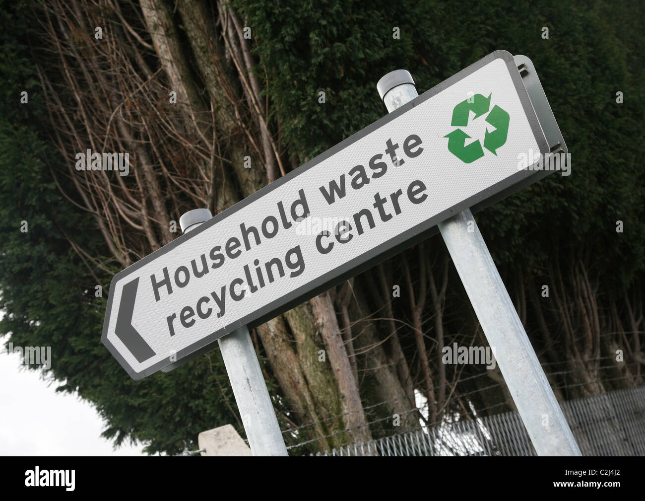 A sign showing a Household waste recycling centre, England, UK Stock Photo