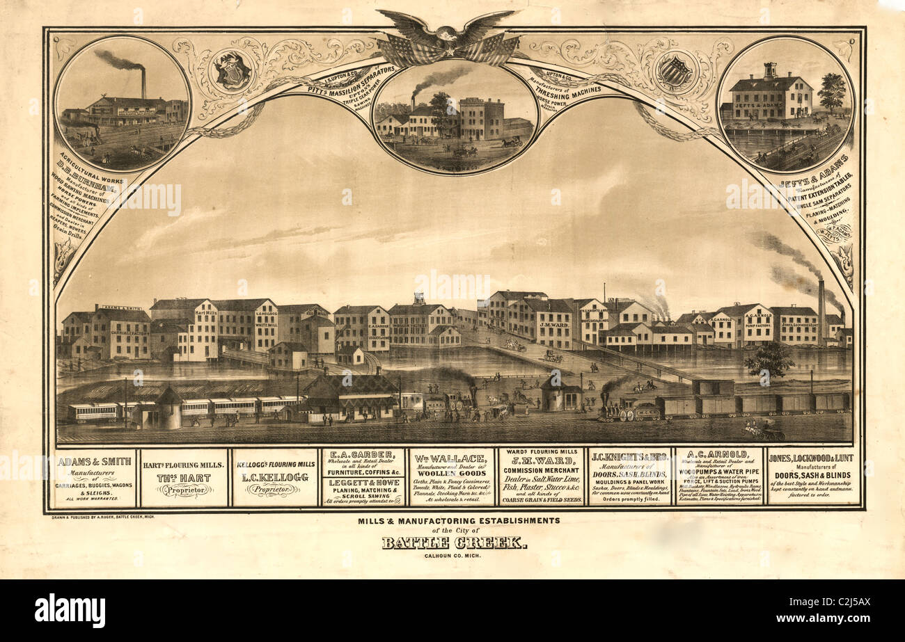 Battle Creek, Michigan 1869 Stock Photo Alamy
