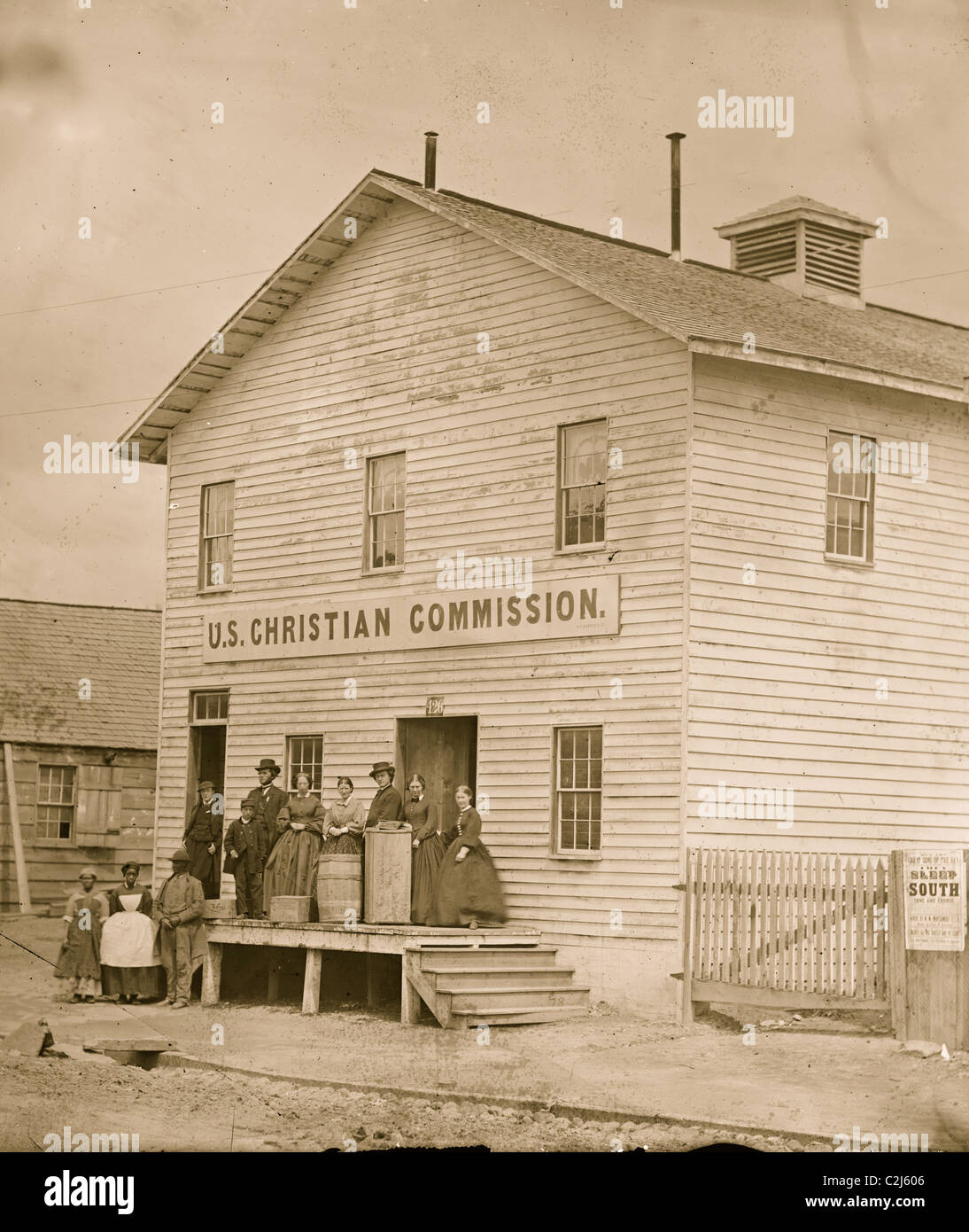 Washington, District of Columbia. Group in front of Christian Commission storehouse Stock Photo