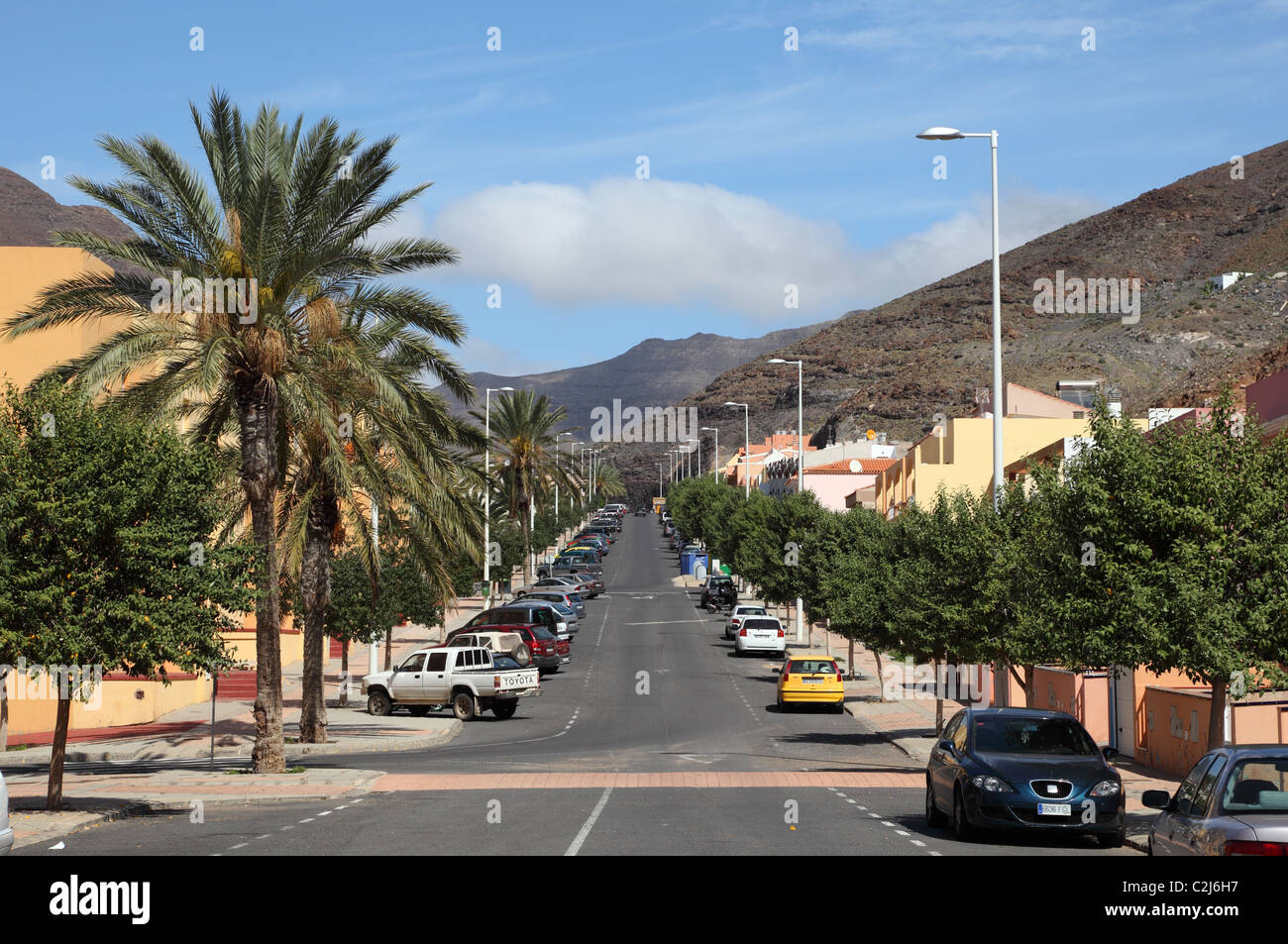 Street in Morro Jable, Canary Island Fuerteventura, Spain Stock Photo