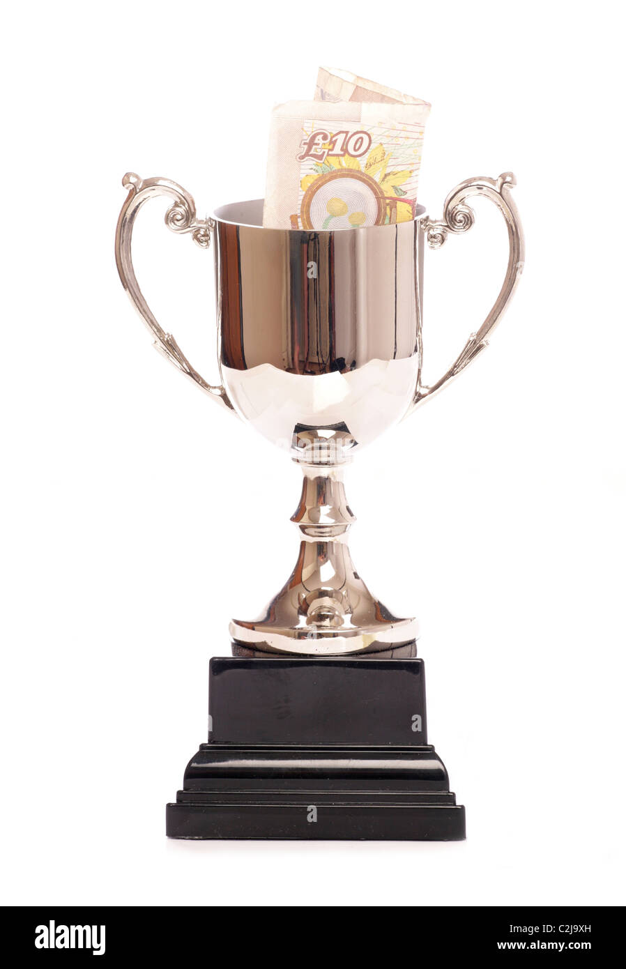 Silver Trophy With Ten Pound Note Ten Pound Note Stock Photos Ten Pound Note Stock Images