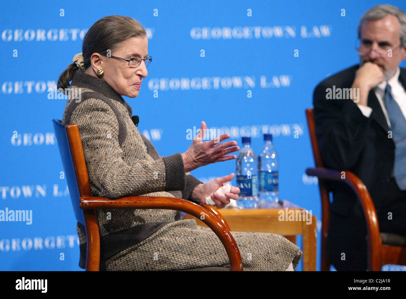 Justice Ruth Bader Ginsburg, Dean T. Alexander Aleinikoff The Supreme Court Fellows along with Georgetown Law School invited Stock Photo