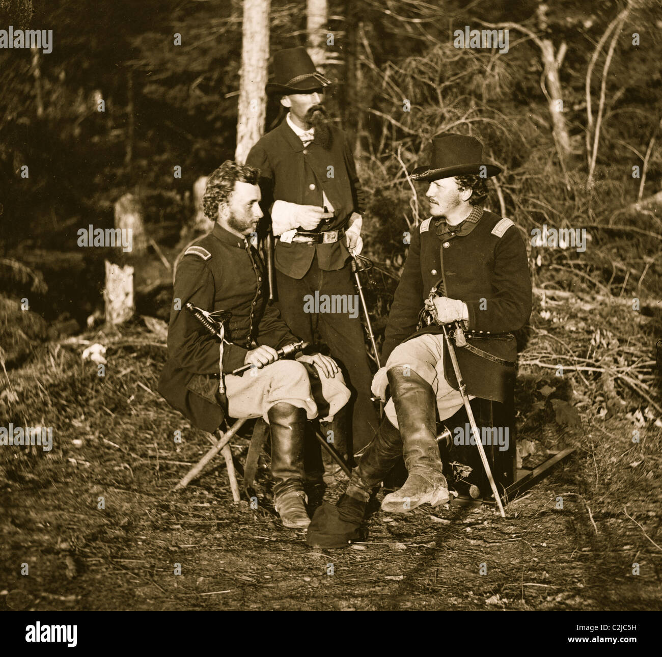 Lieutenants. George A. Custer, Nicolas Bowen, and William G. Jones Stock Photo