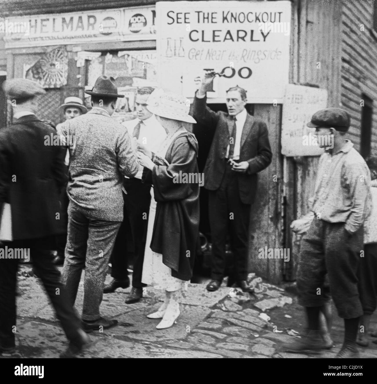 Selling Opera Glasses for Best View of Boxing Match Stock Photo Alamy
