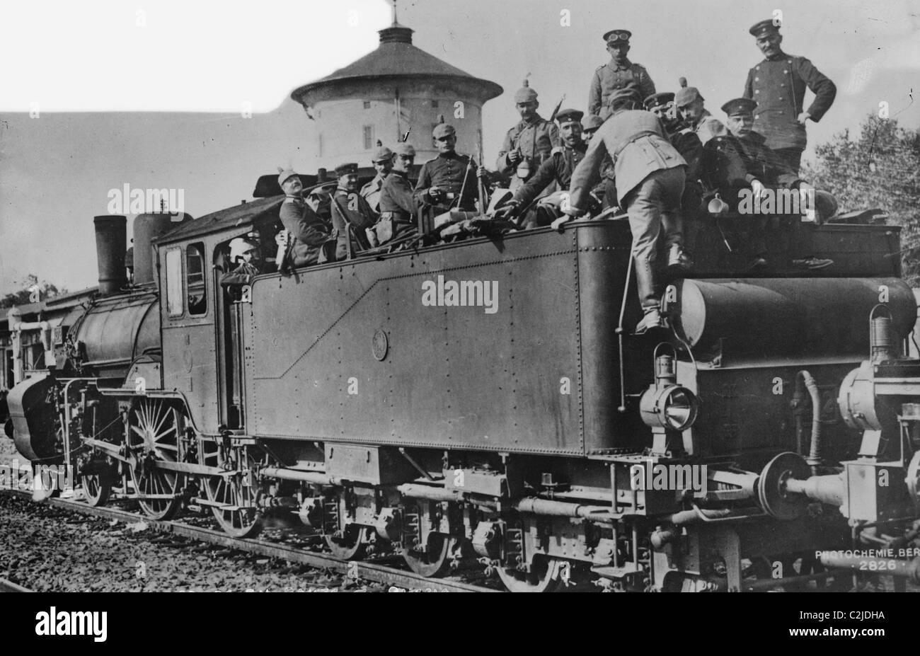 German Troop Train bringing Infantry to the Russian Front Stock Photo