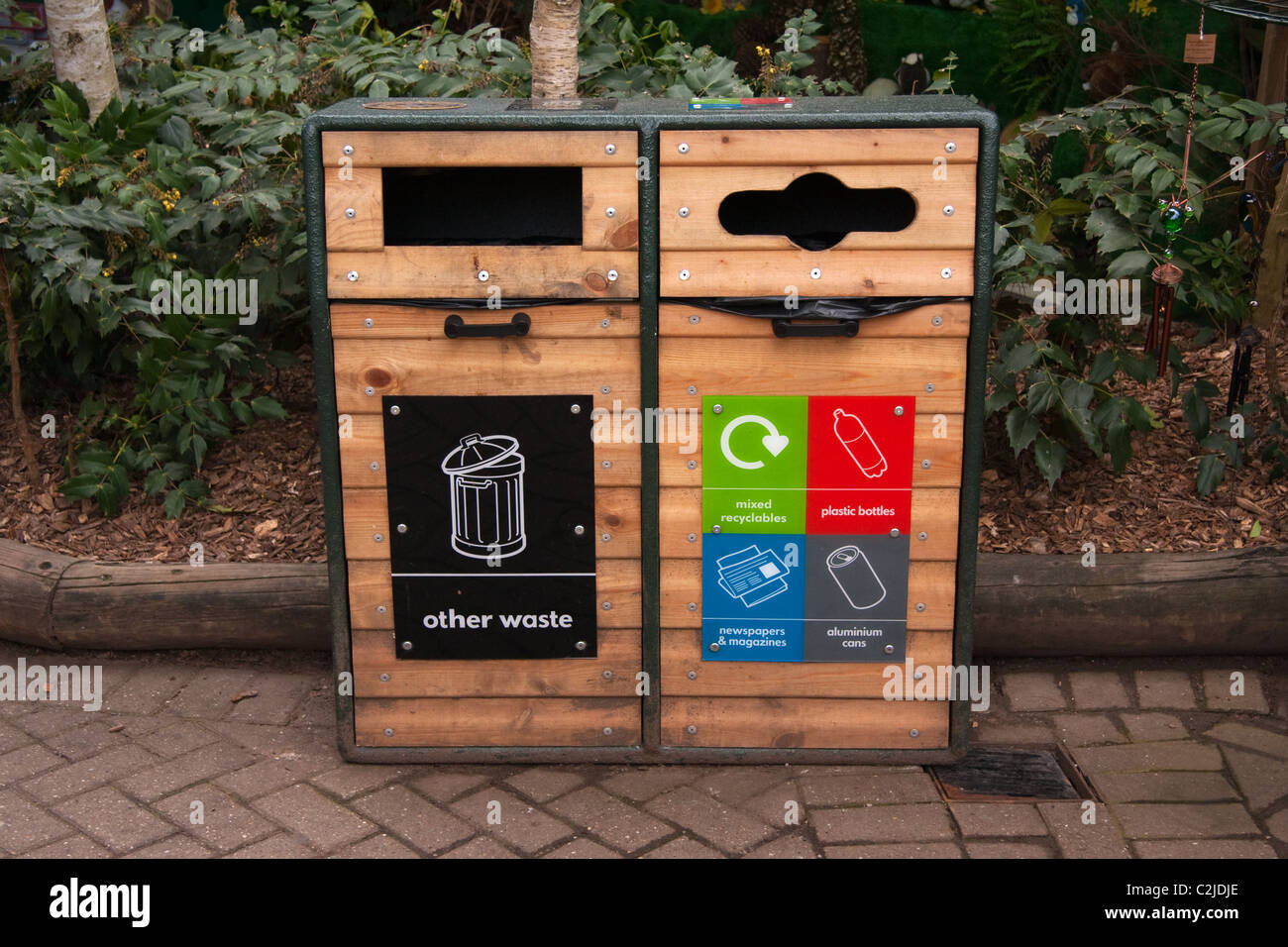 Recycling facility at CenterParcs, Sherwood Forest Stock Photo Alamy